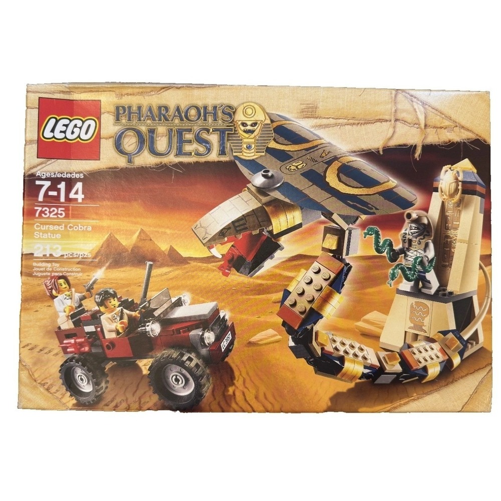 New NIB LEGO 7325 Pharoah's Quest Cursed Cobra Statue set minor edgewear